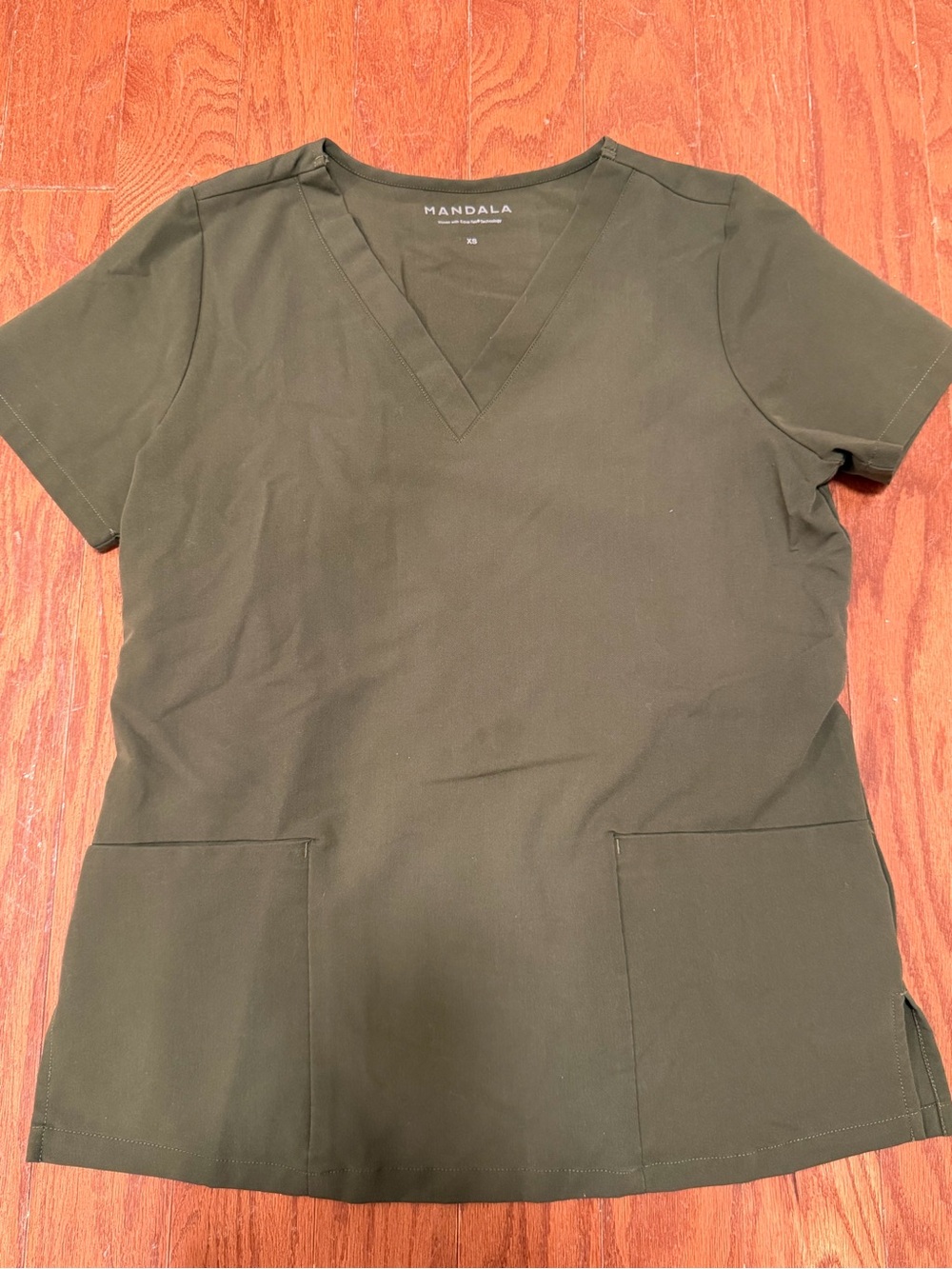Mandala Women's Olive V-Neck Scrub Top